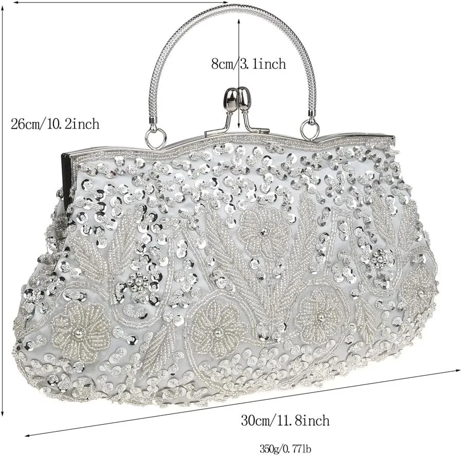 Vintage Handmade Beaded Embroidered Dress Bag Dinner Bag Elegant Cheongsam Bag Women's Handbag Beaded Bag(D)