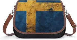 Vintage Sweden Flag Crossbody Bags for Women Trendy Shoulder Satchel Purses Messenger Bag