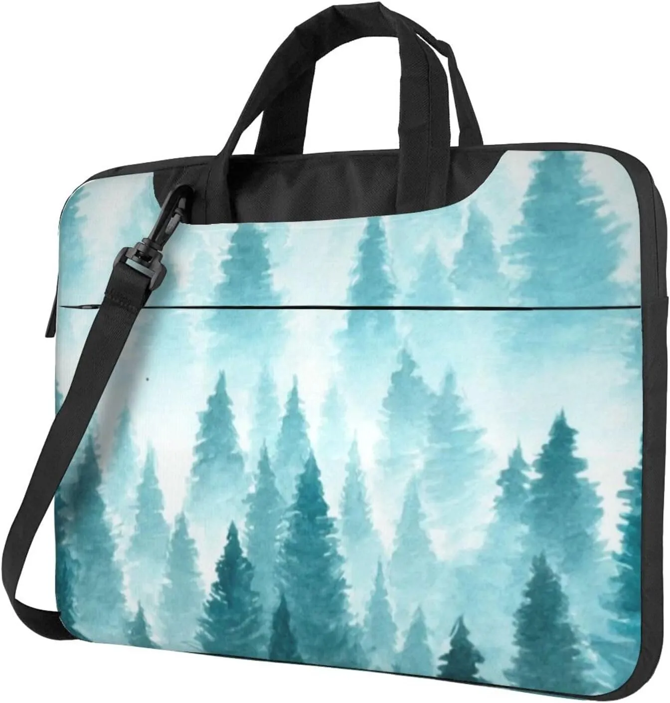 Winter Blue Forest Modern 13-15.6 Inch Laptop Bag For Man And Women, Computer Messenger Bag, Trendy Shoulder Strap Design