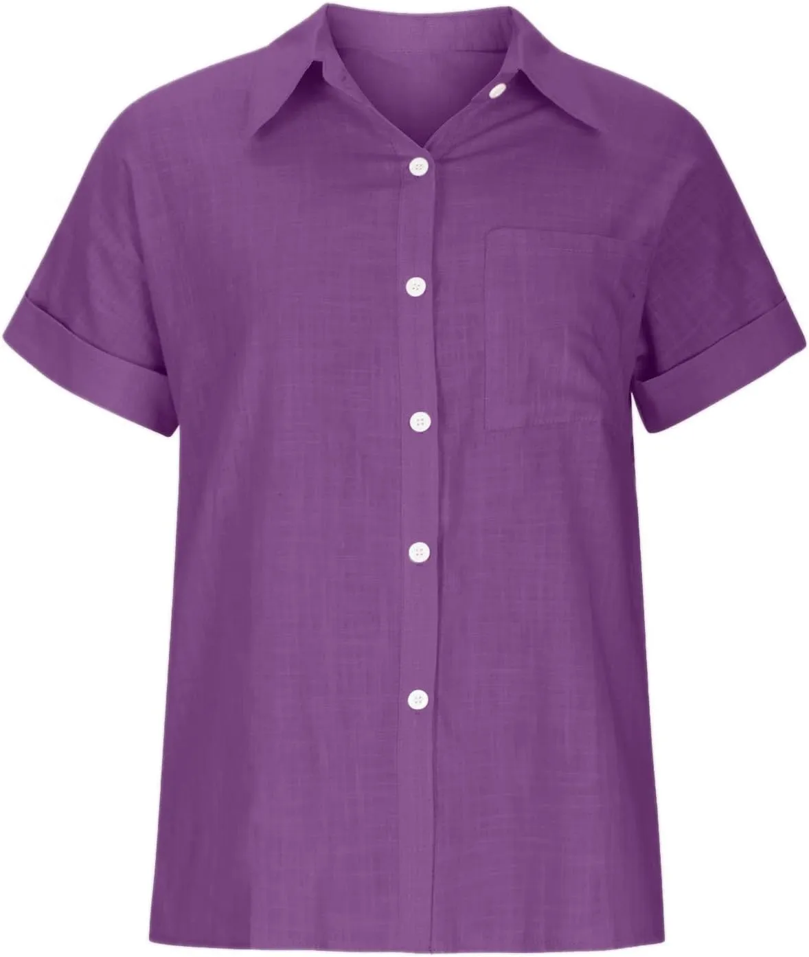 Wkishenl Womens Button Down Shirts Plus Size Cotton Linen Tops Loose Casual V Neck Blouse Summer Trendy T-Shirts with Pockets