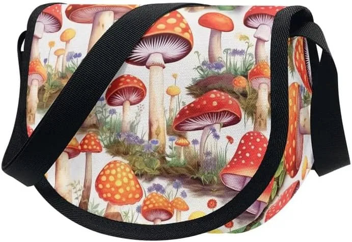 Women Aztec Boho Small Crossbody Bag Watercolor Galaxy Wolf Satchel Pack Minimalist Modern Semi Circle Messenger Bag