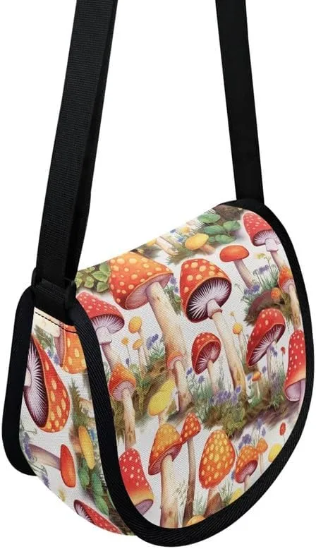 Women Aztec Boho Small Crossbody Bag Watercolor Galaxy Wolf Satchel Pack Minimalist Modern Semi Circle Messenger Bag