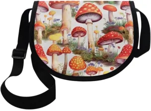 Women Aztec Boho Small Crossbody Bag Watercolor Galaxy Wolf Satchel Pack Minimalist Modern Semi Circle Messenger Bag