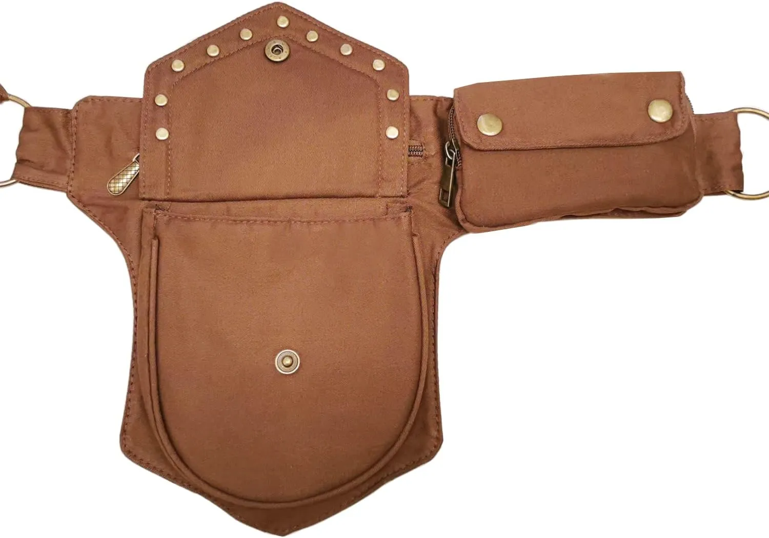 Women Brown Waist Pack, Renaissance Bag Thigh Bag, Light Weight Polyester, Adjustable Waist Belt, Festival Gift