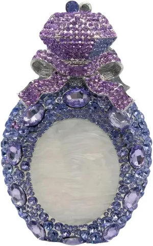 Women Elegant Crystal Perfume Bottle Evening Bag Glitter Gemstone Bowknot Clutch Purse for Family Gathering Cocktail
