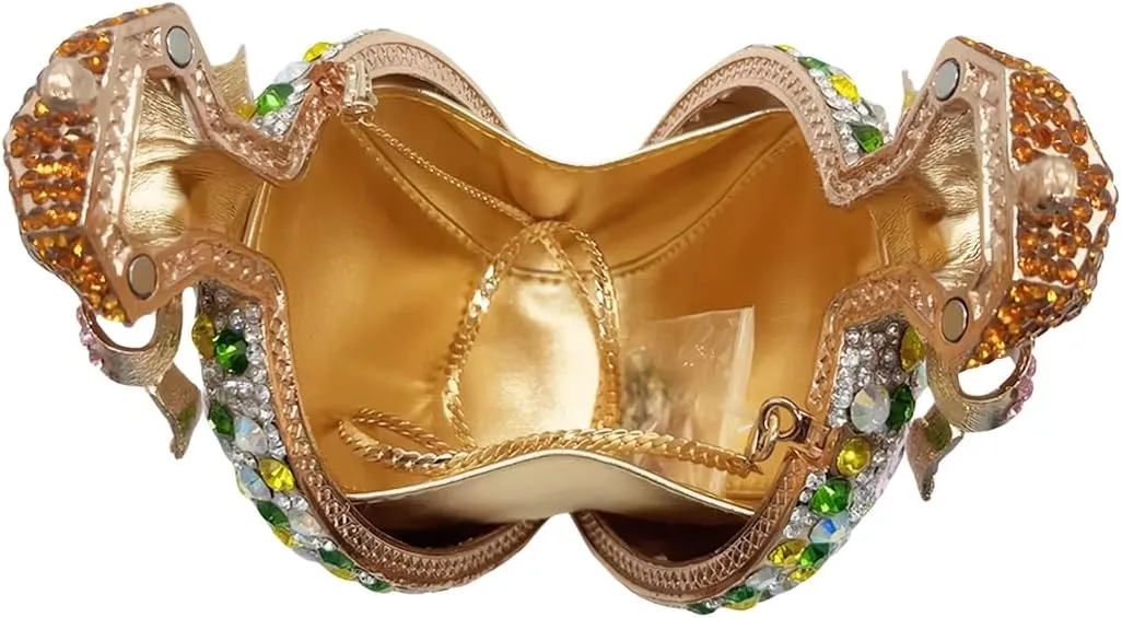 Women Elegant Crystal Perfume Bottle Evening Bag Glitter Gemstone Bowknot Clutch Purse for Family Gathering Cocktail