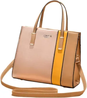 Women Elegant Handbag and Purse Satchel Faux Leather Stitching Tote Crossbody Shoulder Bags