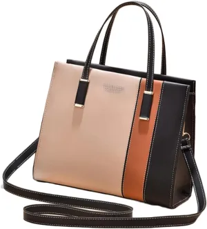 Women Elegant Handbag and Purse Satchel Faux Leather Stitching Tote Crossbody Shoulder Bags