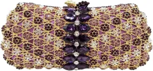 Women Formal Rhinestone Clutch Purse Chic Crystal Evening Bag Floral Handbag for Holiday Wedding Celebration