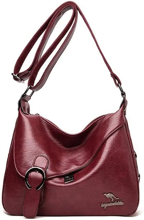 Women Handbags Shoulder Bags, Satchel Tote Bag, Soft Leather Luxury Purses and Handbags Women Bags Designer Lady Shoulder Crossbody Bags for Women (Color : Wined Red)