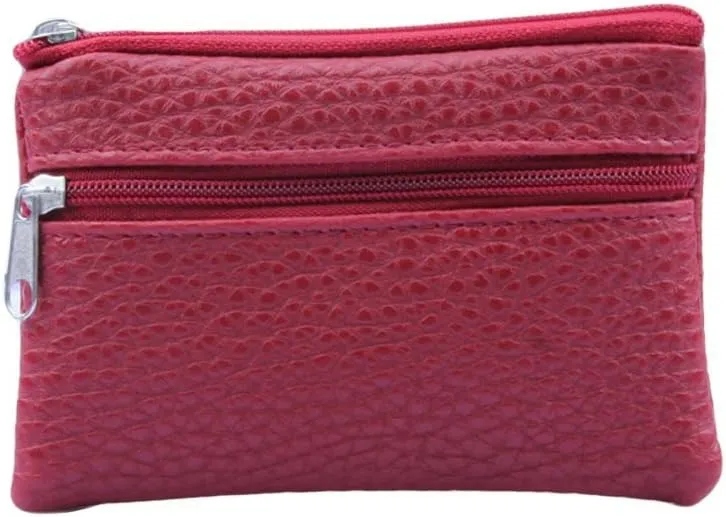 Women Men Leather Wallet Multi Functional Zipper Leather Coin Purse Card Wallet - HHmei Men's And Women's Coin Purse Card Package| 2019 Bags Women Clearance Black Under Leathers (Pink)