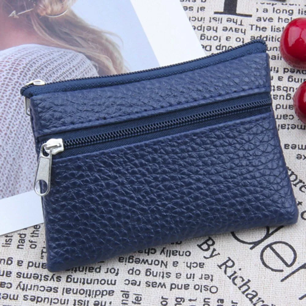 Women Men Leather Wallet Multi Functional Zipper Leather Coin Purse Card Wallet - HHmei Men's And Women's Coin Purse Card Package| Jewelry Accessories Handbag Hangers Organizers Lingerie (Dark Blue)
