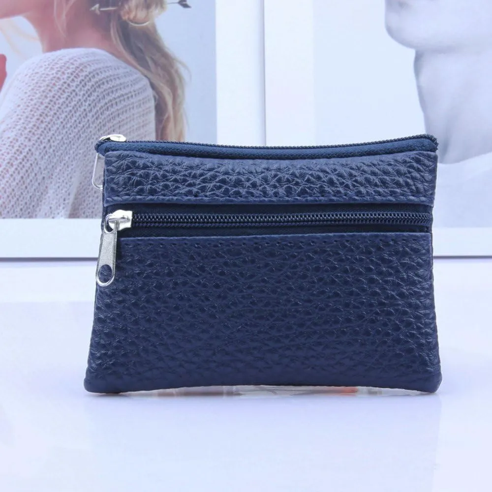 Women Men Leather Wallet Multi Functional Zipper Leather Coin Purse Card Wallet - HHmei Men's And Women's Coin Purse Card Package| Jewelry Accessories Handbag Hangers Organizers Lingerie (Dark Blue)