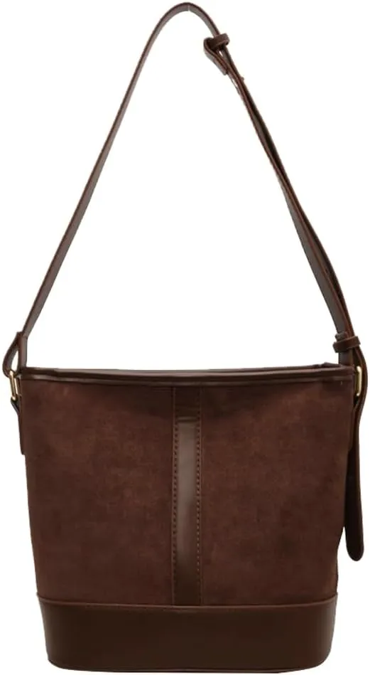 Women Stylish Suede Underarm Bag Vintage Large Capacity Hobo Bag Tote Satchel Chic Shoulder Crossbody Bag Purse with Zipper