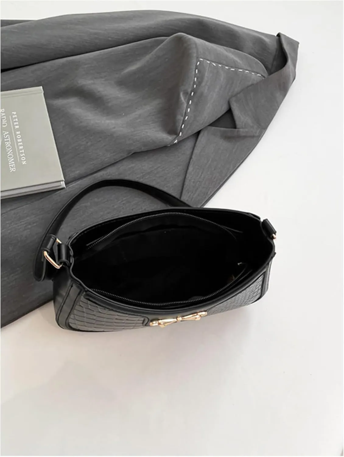 Women's Bowknot Top Handle Vintage Shoulder Handbag PU Leather Clutch Purse Elegant Underarm Bags