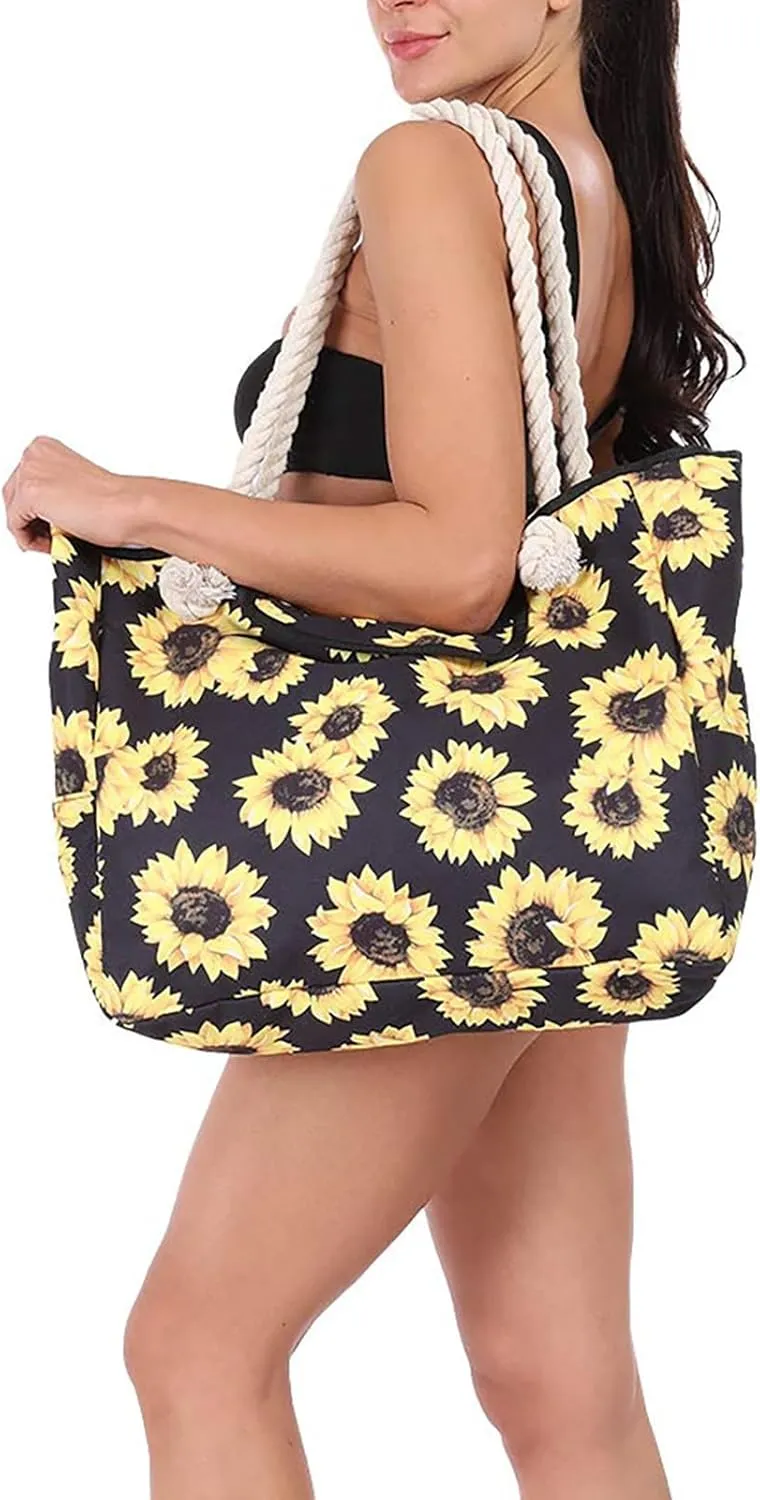 Women's Foreign Trade Multifunctional Single Shoulder Canvas Shopping Bags Leisure Vacation Beach Bag (Yellow, One Size)