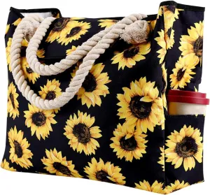 Women's Foreign Trade Multifunctional Single Shoulder Canvas Shopping Bags Leisure Vacation Beach Bag (Yellow, One Size)
