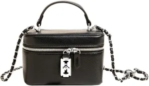 Womens Leather Quilted Crossbody Bag Elegant Top Handle Purse with Flap Closure Shoulder/Satchel Style