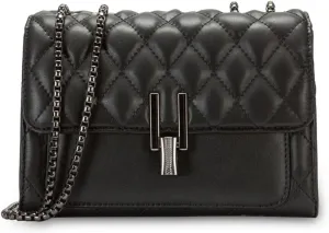 Womens Leather Quilted Crossbody Bag Elegant Top Handle Purse with Flap Closure Shoulder/Satchel Style