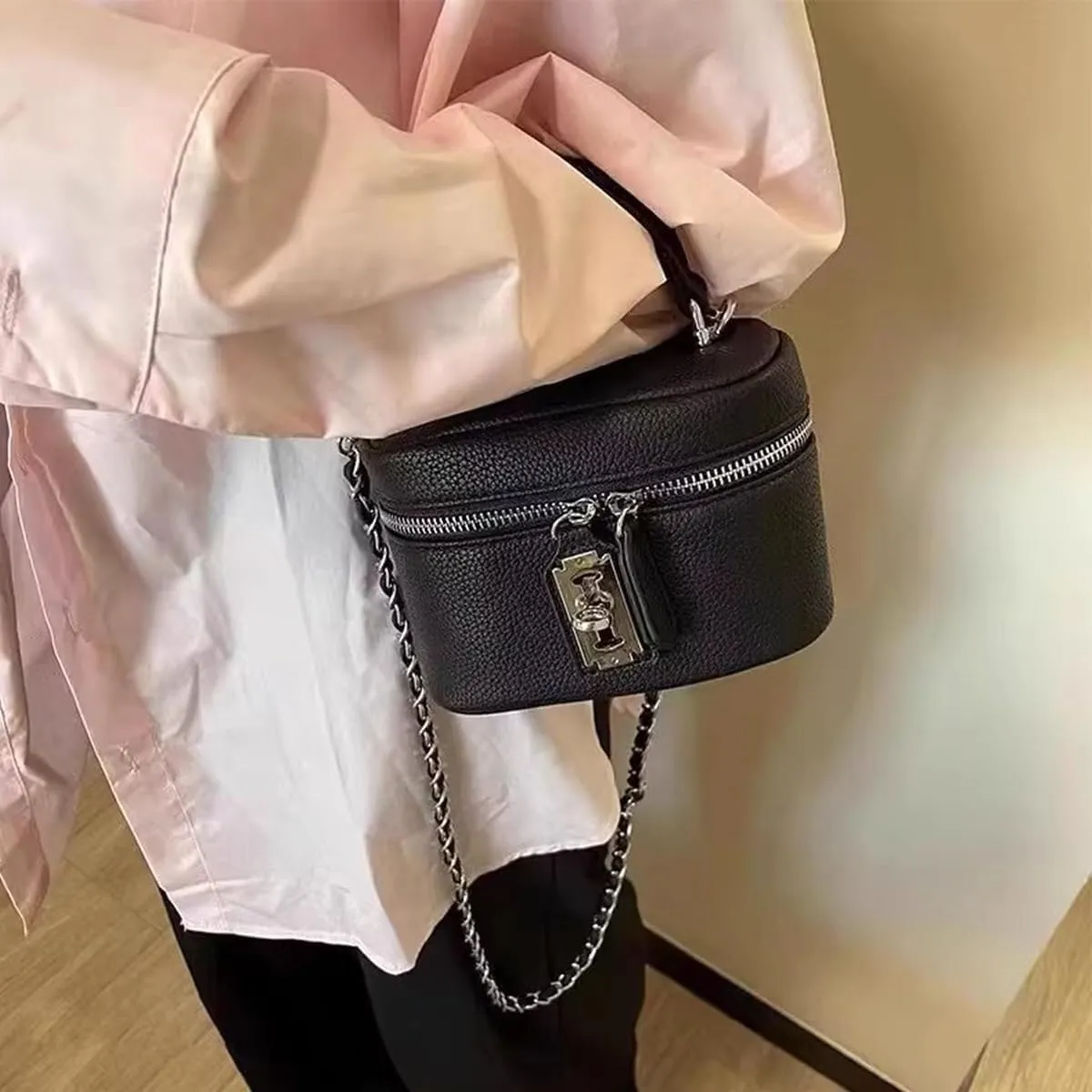 Womens Leather Quilted Crossbody Bag Elegant Top Handle Purse with Flap Closure Shoulder/Satchel Style