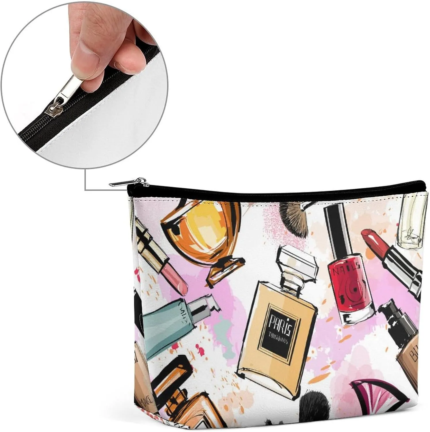 Women's Makeup Case, Large Zipper Cosmetic Case, Toiletry Bag, Travel Cosmetic Toiletry Bag Compatible with Modern Lady Cosmetic Perfume Lipstick