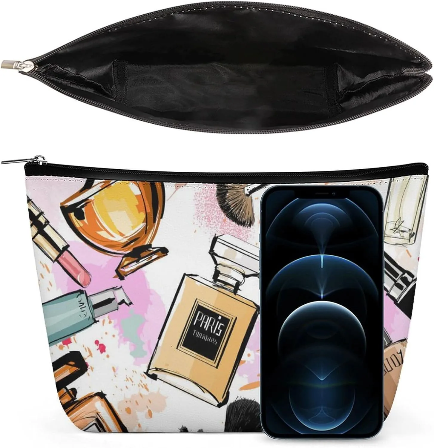 Women's Makeup Case, Large Zipper Cosmetic Case, Toiletry Bag, Travel Cosmetic Toiletry Bag Compatible with Modern Lady Cosmetic Perfume Lipstick