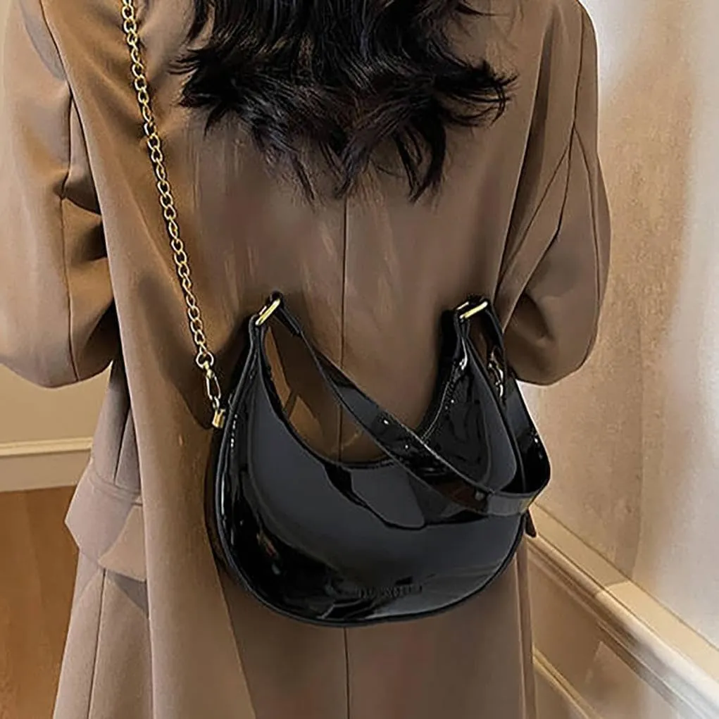 Womens Purse Shoulder Hobo Bag Faux Leather Punk Gothic Trendy Chain Crossbody Bags Little Handbags Y2K Bags