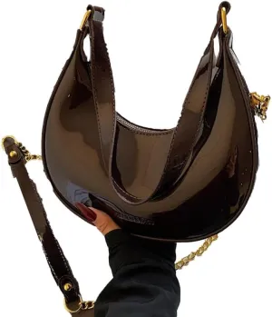 Womens Purse Shoulder Hobo Bag Faux Leather Punk Gothic Trendy Chain Crossbody Bags Little Handbags Y2K Bags