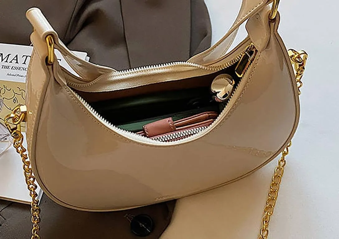 Womens Purse Shoulder Hobo Bag Faux Leather Punk Gothic Trendy Chain Crossbody Bags Little Handbags Y2K Bags