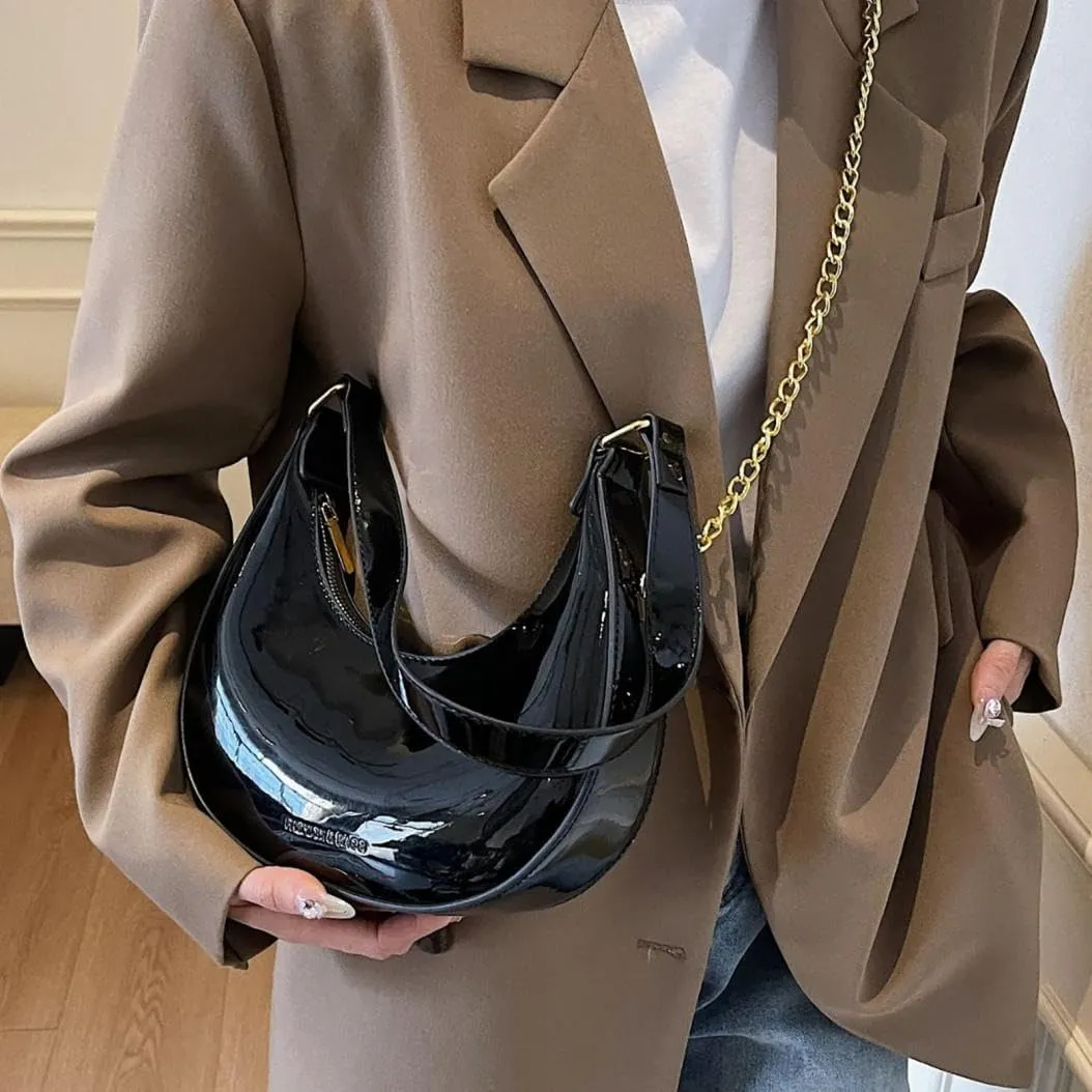 Womens Purse Shoulder Hobo Bag Faux Leather Punk Gothic Trendy Chain Crossbody Bags Little Handbags Y2K Bags