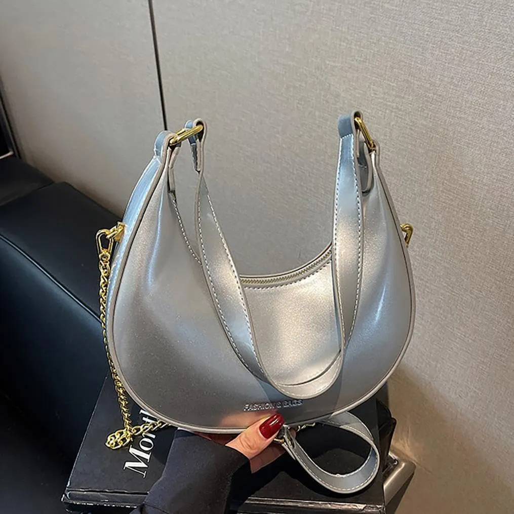Womens Purse Shoulder Hobo Bag Faux Leather Punk Gothic Trendy Chain Crossbody Bags Little Handbags Y2K Bags
