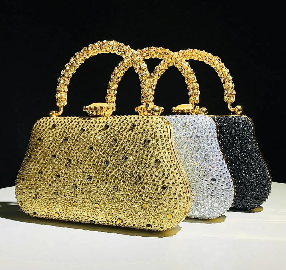 Women's Rhinestone Clutch Elegant Evening Bags Shell Dinner Handbag Sparkly Glitter Purse Party Prom Wedding