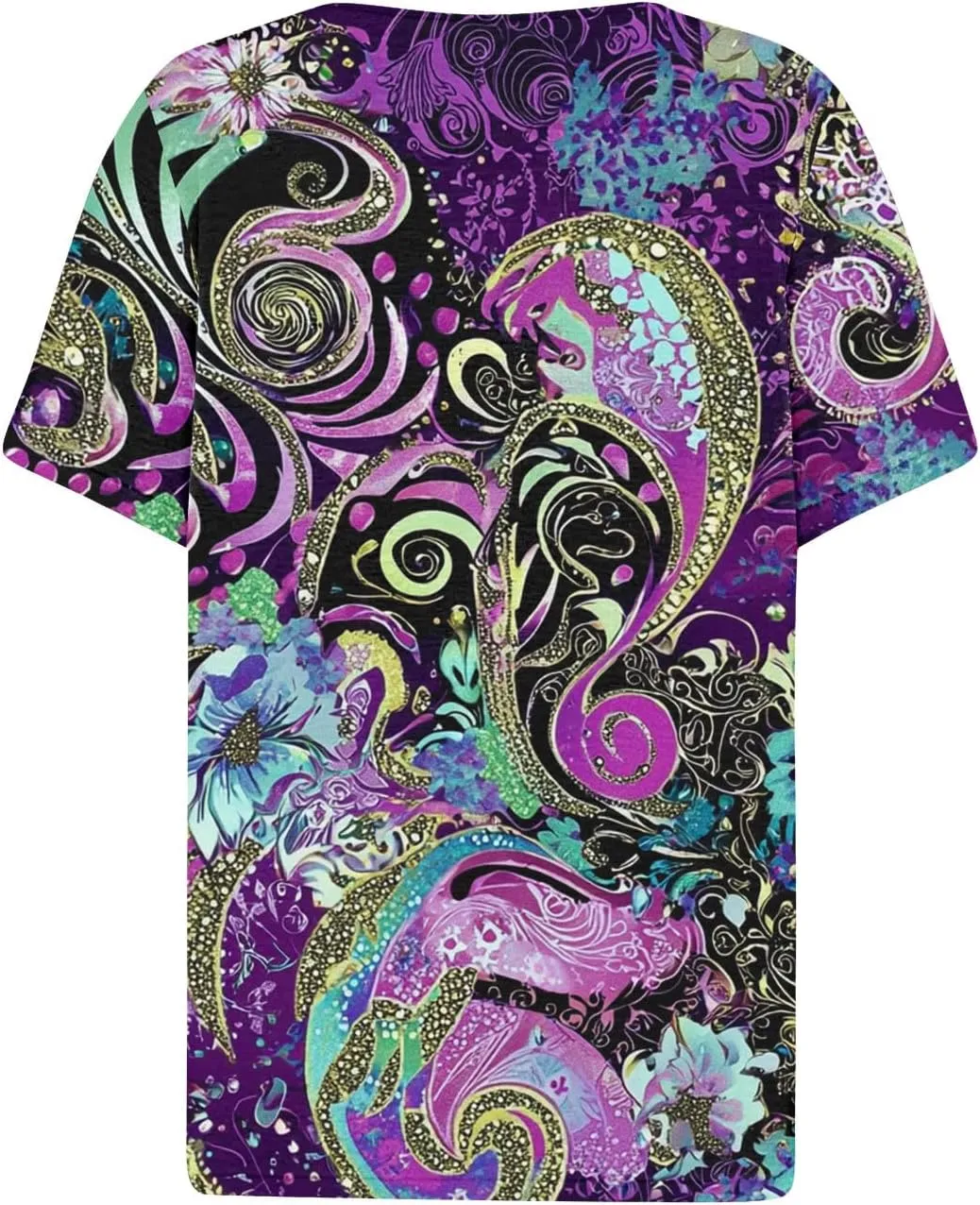 Womens Summer Tops 2025 Dressy Casual Short Sleeve Button V Neck T Shirts Trendy Cute Printed Tees Tunic Blouses