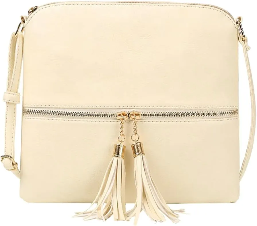 Women's Trendy Crossbody Bag Small Tote Bags PU Leather Satchel Purse Shoulder Bags Handbag with Tassels