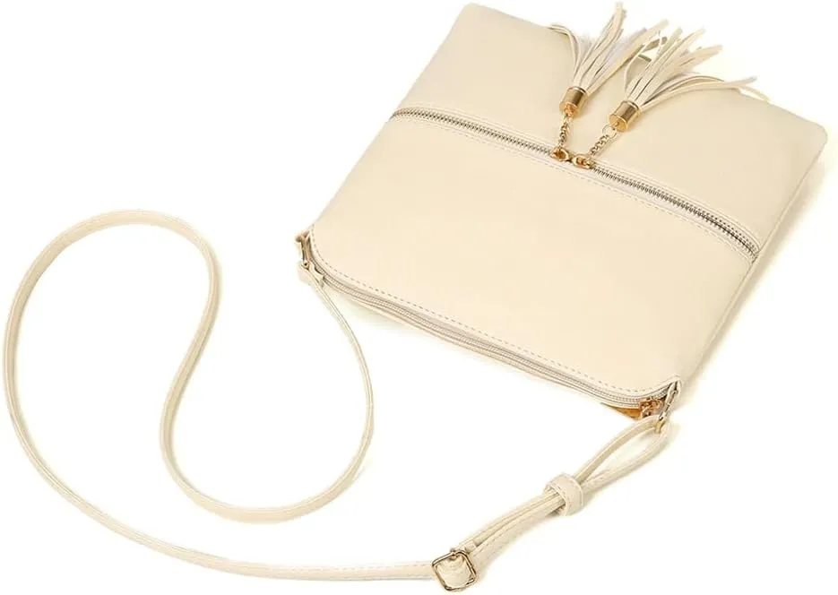 Women's Trendy Crossbody Bag Small Tote Bags PU Leather Satchel Purse Shoulder Bags Handbag with Tassels