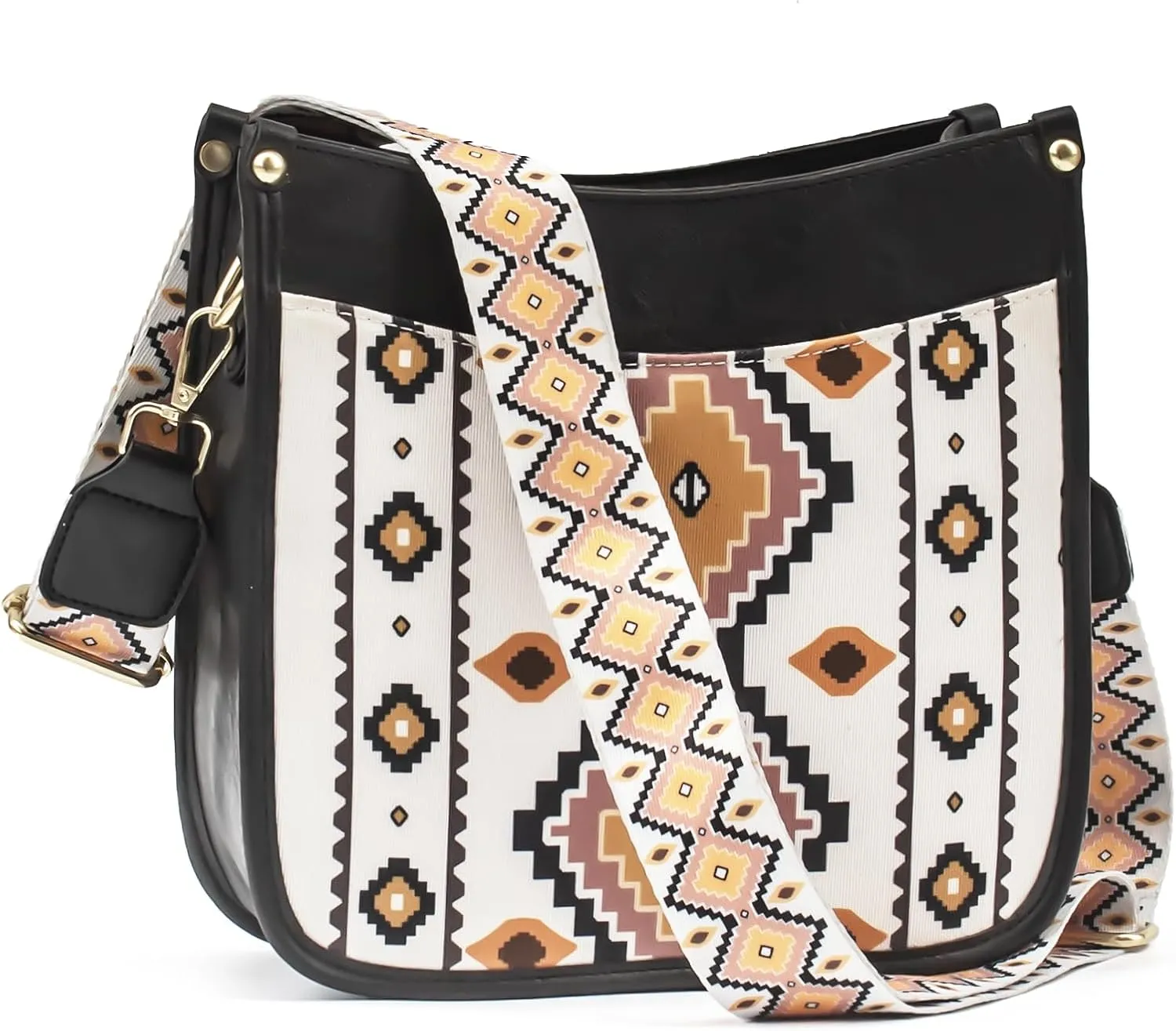 Womens Trendy Shoulders Bags, Vegan Leather Canvas Crossbody Bags with Zipped Pockets