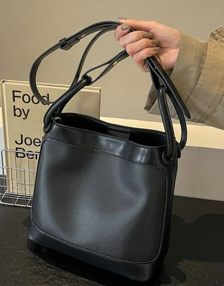 Womens Vegan Leather Shoulder Bag Trendy Bucket Bags Hobo Tote Bag Vintage Large Crossbody Bags Purse