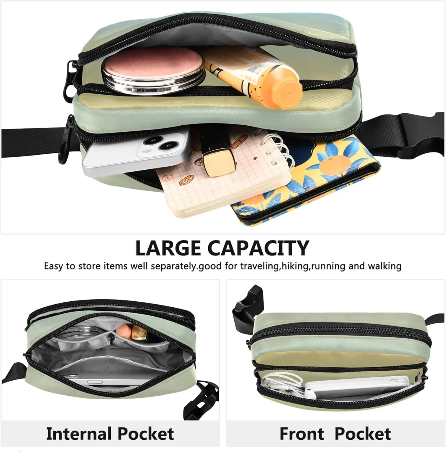 Yellow Light Sky Blue Gradient Womens Fanny Pack Waterproof Anti Theft Belt Bag Neon Crossbody Waist Purse