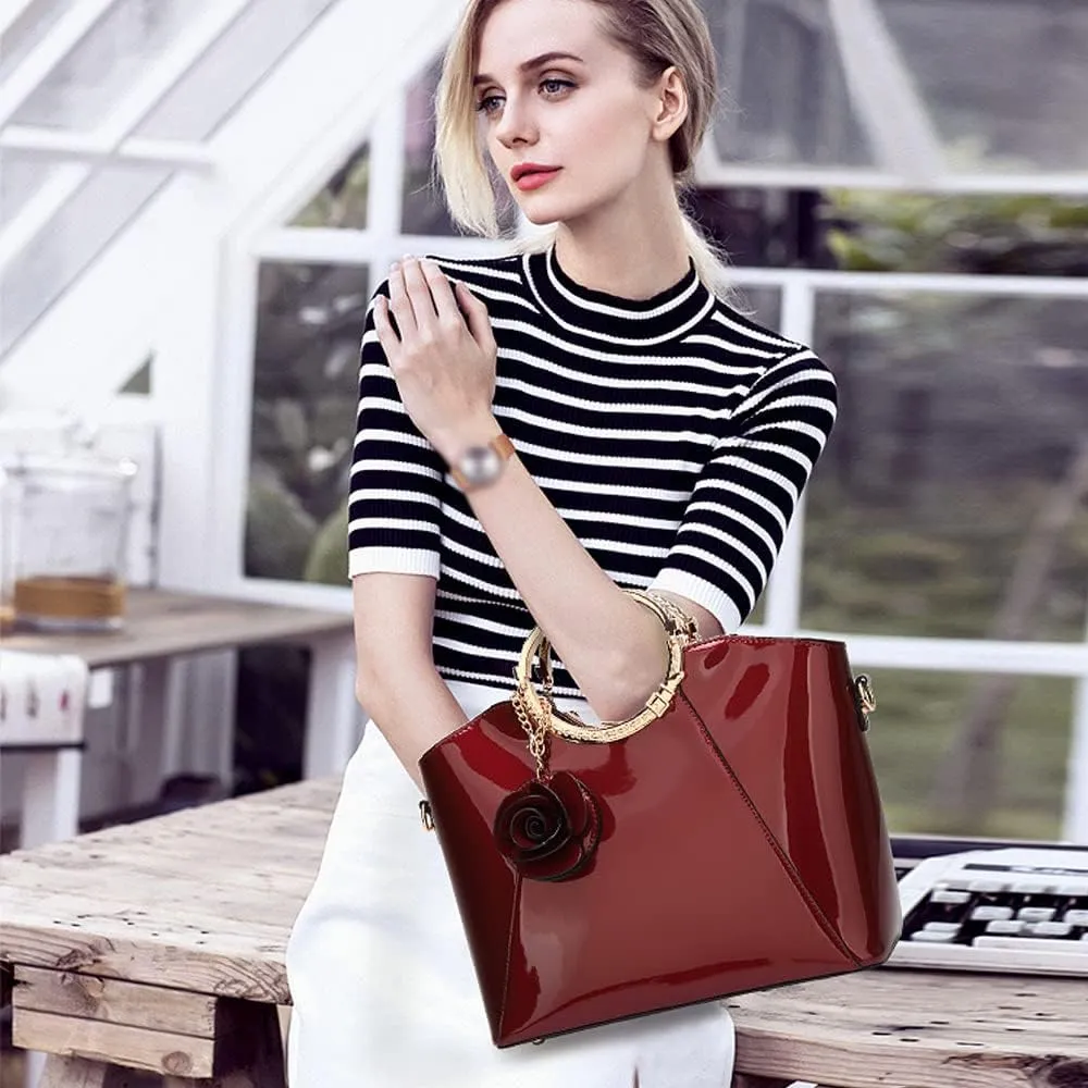 ZiMing Patent Leather Handbags for Women Top Handle Tote Bags Stylish Satchel Handbag Evening Bag Purses Ladies Shoulder Bags
