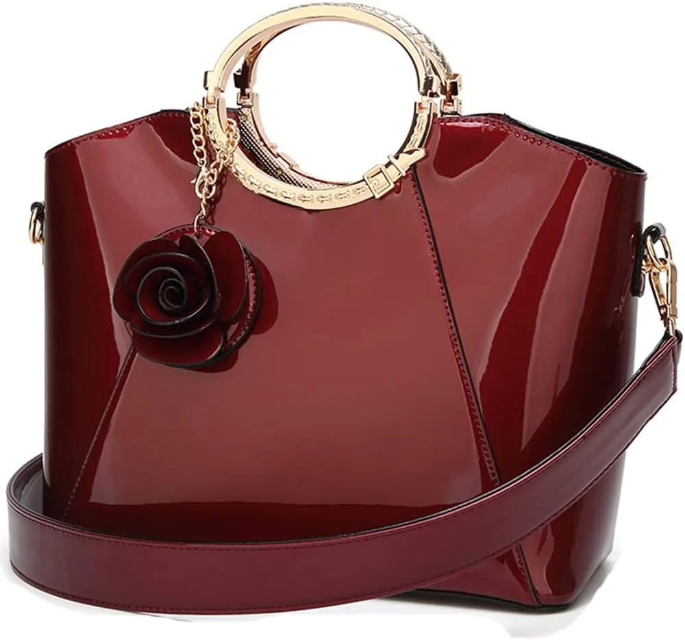 ZiMing Patent Leather Handbags for Women Top Handle Tote Bags Stylish Satchel Handbag Evening Bag Purses Ladies Shoulder Bags